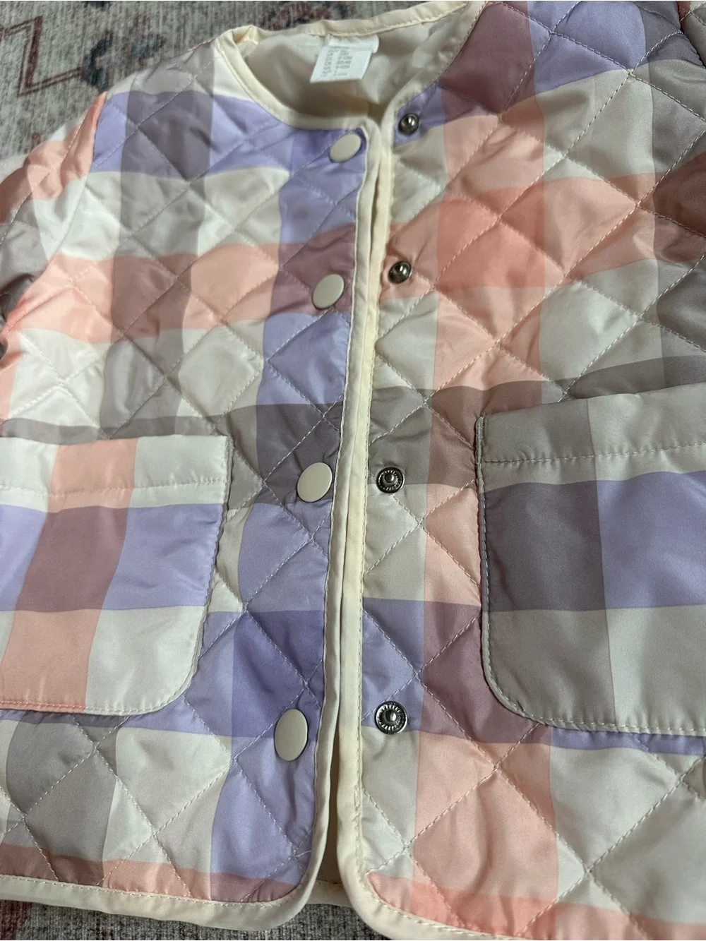 H&M 12M Girls Quilted Plaid Lightweight Button Up Jacket